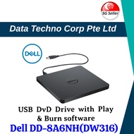 (SG READY STOCK) DELL DW316 EXTERNAL USB SLIM DVD DRIVE WITH PLAY & BURN SOFTWARE