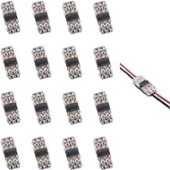 Low Voltage Wire Connectors, Solderless Small Gauge Wire Connectors, No Wire Stripping Cutting 2 Way 2 Pin Led Connector, Quick Wire Splice Connector for LED Strip, Automotive, Fits 24-20 AWG 16 Pack
