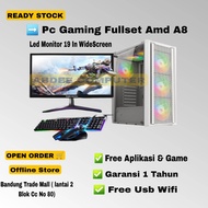 Pc Gaming Fullset Amd A8 7600 Memori 8 Gb Ssd 128 Gb Monitor 19 In Pc Editing