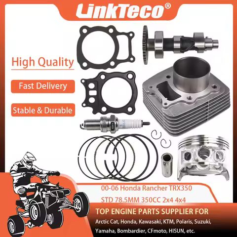 000-06 ATV STD 78.5MM 350CC Cylinder Piston Camshaft Gasket Top End Kit for Honda Rancher TRX350 350