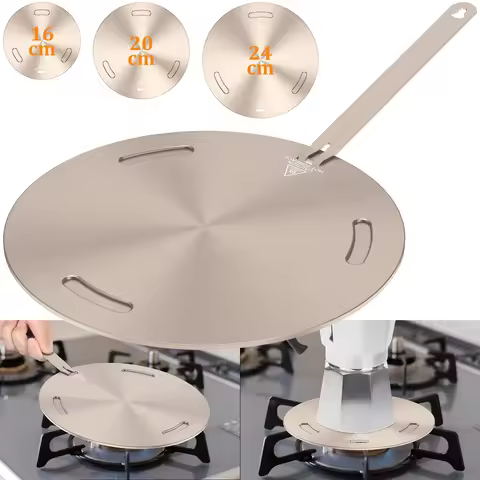 Heat Diffuser Plate Stainless Steel Induction Adapter Plate for Gas Stove Removable Handle Heat Plat