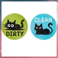 (E B M Magnetic Clean/Dirty Flip Signs for Cats- Funny Double Sided Reversible 2 Pcs Dishwasher Cat 