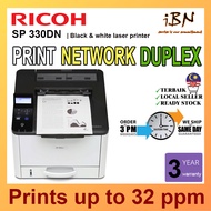 RICOH SP330DN MONO LASER PRINTER WITH LCD OPERATION PANEL ( PRINT , NETWORK , DUPLEX)