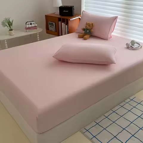 Washed Fitted Sheet with Elastic Bands Non Slip Adjustable Mattress Cover for Single Double King Que