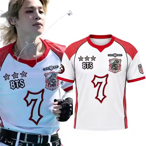 BTS Kpop Jimin Retro Football Style Supporting Jersey T-Shirt Men's and Women's Breathable Fan Gifts