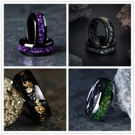 Fashion 8mm Stainless Steel Rings for Men Inlay Colorful Abalone Shell Fragments Ring Men Wedding Pa
