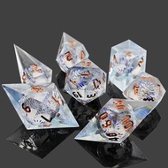 DND Dice Set Resin Liquid Core Polyhedral Dice Dungeons & Dragons Dice Set with Gift Box Role-Playin