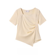 Yoyo Club Women's Casual Pleated Short Sleeve T-Shirt - Summer Fashionable Wide Range Sizes