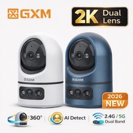 GXM P7 Dual Lens 2K Smart Camera CCTV | 360° PTZ Auto Tracking | Fixed Wide View | Sound & Light Ala