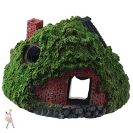 YGBG Hobbit House, Simulation Resin Aquarium Decoration, Hut Thatched House Betta Hideout Cave Fish 