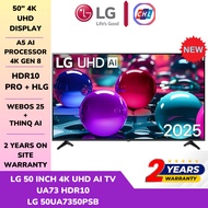 LG 50" 4K Smart TV 50UA7350PSB (2025) – HDR, AI, webOS, 2Y Warranty