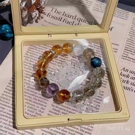 Blue Green Tourmaline Natural Yellow Crystal Gift Bracelet Hand Chain Hair Crystal Money Women's Jew