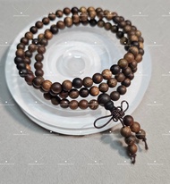 全新 天然木 虎皮沉 沉香 6.4mm 108顆 念珠 佛珠 Natural Wood Natural Agarwood Mala Beads 108