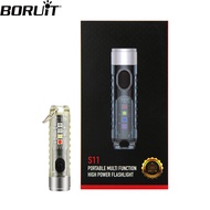 BORUiT S11 LED Keychain Flashlight Type-C Rechargeable Mini Torch Fluorescence Identification Magnet