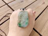 【親翠】天然翡翠 冰茶黃加綠大如意調整式繩鏈