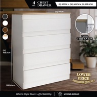 MYHOME | 15MM THICKNESS | 4 TIER WHITE CHEST DRAWER | DRAWER CABINET | IKEA STYLE | LACI KAYU | MINI