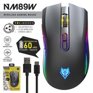 Nubwo NM-89W Wireless Mouse Bluetooth Mouse เมาส์เกมมิ่งไวเลส เมาส์บลูทูธได้ มีไฟ RGB ปรับ DPI ได้ ของแท้ รับประกัน 1 ปี
