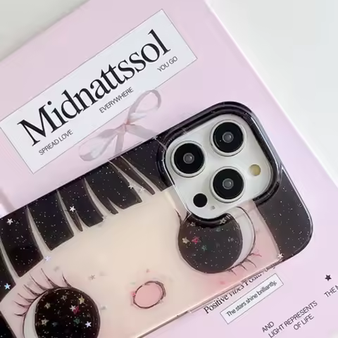 Dreamy INS Glittering Big Eyes Comic Girl Lovely Phone Case for iPhone 16 15 14 11 12 13 Pro Max Plu