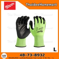 MILWAUKEE Reflective Gloves Cut Level 3 Hi-Vis-9 Inches/ L 48-73-8932
