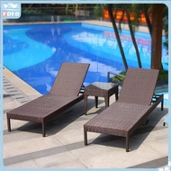 Outdoor Lounge Chair Poolside Rattan Chair Beach Relaxation Chair Beach Villa Sun Lounger Hotel Balc