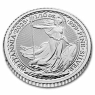 2025 Britannia 1/10 oz .999 Silver Coin BU (Natural toning) 1/10oz