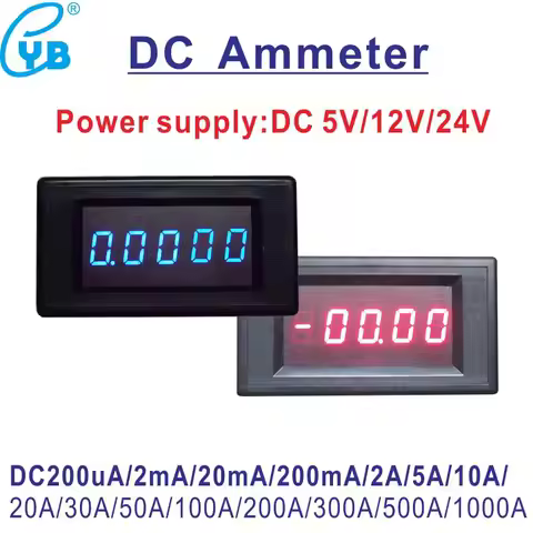 YB5145A DC Current Meter Amp Ampere 4 1/2 5 digit bit LED Digital Ammeter 200uA/2mA/20mA/200mA/2A 5A