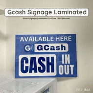LAMINATED Gcash Cash In & Cash Out Signage | A4 Size | 250 microns |