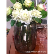 Simple Big Belly Glass Vase Smoky Gray Living Room Floor Flower Bottle Table DecorationinsDecorative Flower Vase Wholesa