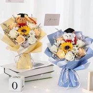 Graduation Soap Flower Sunflower Bouquet with Graduation Bear | Convocation Gift for Graduation 毕业🎓香