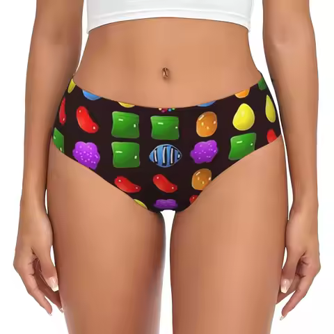 Custom New Candy Crush Saga Panties Briefs Women's Comfort Briefs Underwear Breathable Female Underp