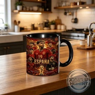 Spain 2026 World Mug Red Jersey Players with "ESPAÑA" Text & Trophy Icons - National Team Commemorat