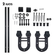 U SELECT🛵พร้อมส่ง👍ชุดรางเลื่อนประตูสไลด์ เหล็กคาร์บอนสีดำ2เมตร ประตูบานเลื่อน รางกระจกประตูเลื่อน ปร