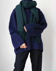 天然材質親膚保暖混羔羊毛頸巾圍巾 聖誕綠