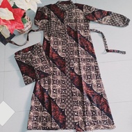 -termurah- baju gamis batik wanita modern kombinasi polos pekalongan