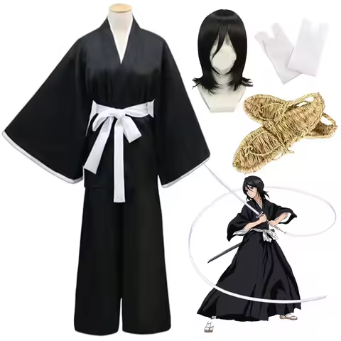 Anime Bleach Kostuum Kuchiki Rukia Cosplay Rukia Kuchiki Pruiken En Kimono Uniform Sets Die Pa Kledi