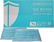 MediCos Ultra Soft 4 Ply Surgical Face Mask - Ear Loop Blue 50 Pieces Pm0.1, Sea Blue