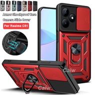 Shockproof Casing For Realme Note 50 note50 C65 C51 C53 C67 RealmeC67  Realme12Pro 12+ 12X realme 12 4G 5G 2023 Phone Case Car Mount Automatic Suction Push Slide Camera Protection Ring Holder Bracket Soft Edge Hard Back Cover