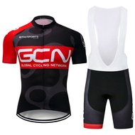 GCN Men's Pro Cycling Jersey Bib Shorts Kits Short Sleeve Shirt Pad Shorts Set