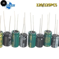 PW 120-125PCS Electrolytic Capacitor Kit 1uF-2200uF Aluminum Electrolytic Capacitors Assortment Set 
