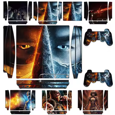 2601 Vinyl Skin Sticker Protector for Sony PS3 Slim PlayStation 3 Slim and 2 controller skins Sticke