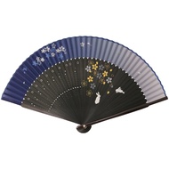 Direct from japanMatsumi Kogei Asahi King Folding Fan Rabbit and Cherry Blossoms Blue Black 161301