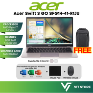 Acer Swift 3 GO SFG14-41-R5VF / SFG14-41-R1JU Laptop AMD Ryzen 5 7530U, 8GB, 512GB, AMD Radeon, 14" FHD, W11