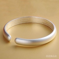 Bracelet   手镯/手链   不掉色古法贵妃银手镯S999纯银足银开口磨砂哑光镯子六字真言礼物