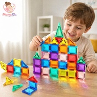Magnetic Building Blocks Mini Magnetic Tiles Set Transparent Window Tiles Educational STEM Toy