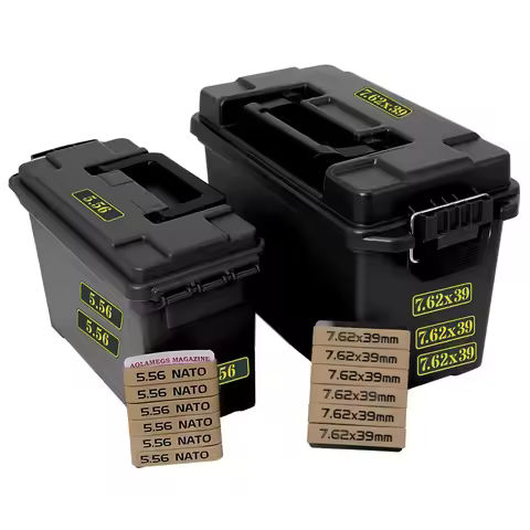 Tactical Ammo Box High Strength Safety Box Weapon Safe Storage Crate w/ 12Pcs Magazine Marking Band 