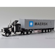 1:50 Scale Diecast Model Semi Truck Toys Peterbilt 389 Tractor With Container Trailer Pull Back Mini