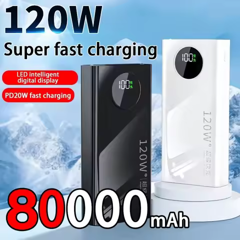 120W Power BankSuper Fast Charging 80000mah Ultralarge Capacity For Mobile Power External Battery Fo