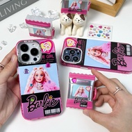 Set case T7S169&A4 Barbie Metallic For iPhone+AirPods iPhone 11-13 13pro 13Promax 14 14pro 14Promax