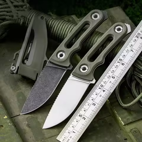 Portable High-hardness Fixed Knife Knife Sheath Outdoor Camping Fishing Jungle Tool 8Cr13MoV Blade N