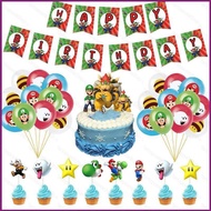 Mario Theme kids birthday party decorations banner cake topper balloon set supplies